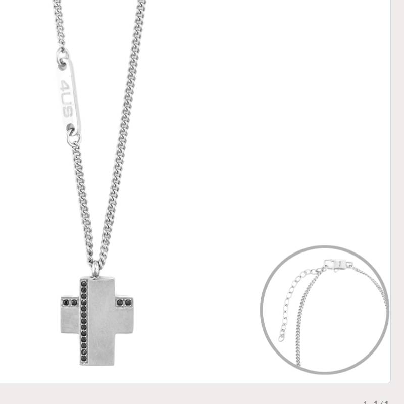 Collana Uomo 4US Cesare Paciotti Acciaio Croce Liscia Zirconi 4UCL6965